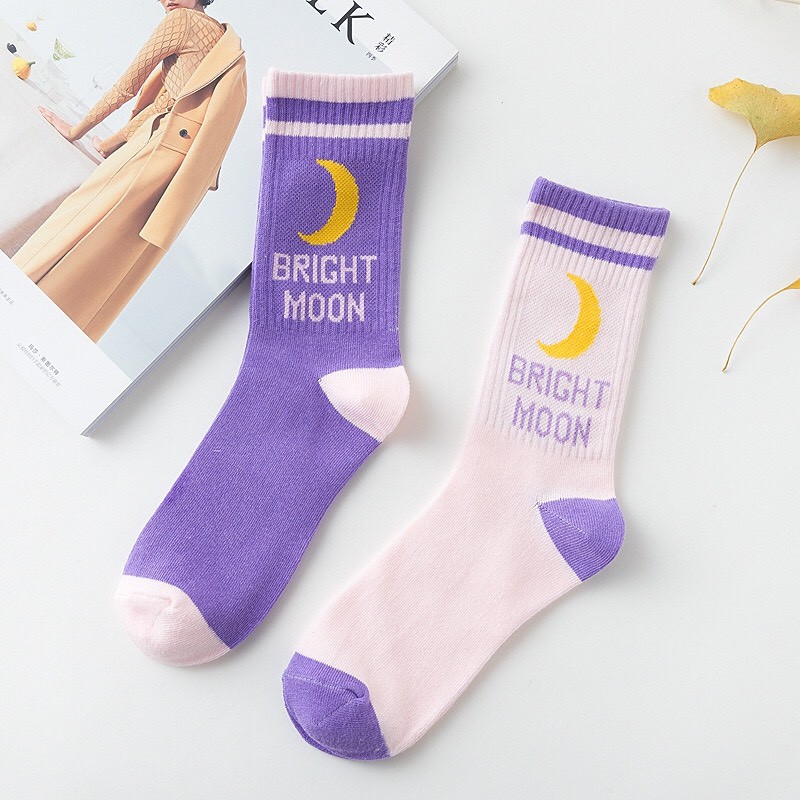 TẤT CAO CỔ NỮ VỚ BẮP CAO CỔ NỮ ULZZANG UNISEX TÍM BRIGHT MOON