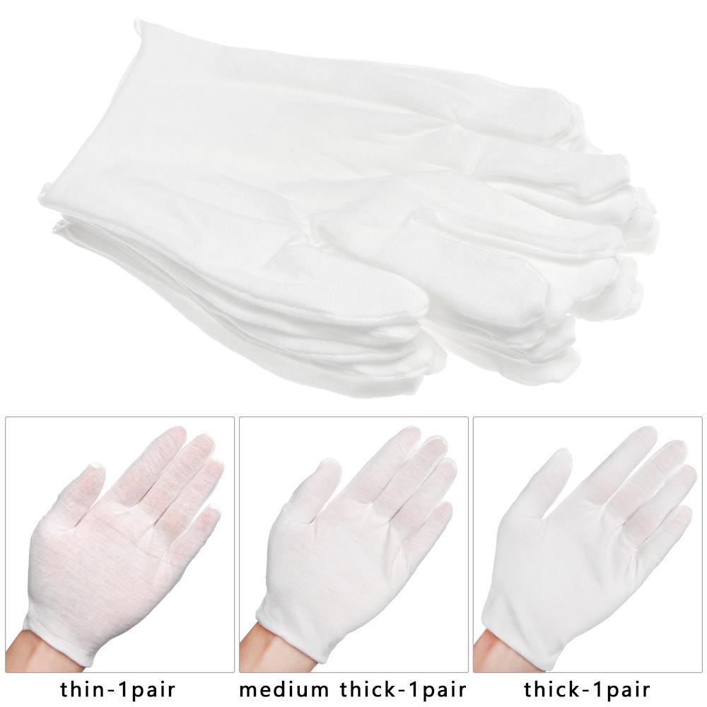 1 Đôi Găng Tay Cotton Màu Trắng Dày Dặn Để Lau Chùi Trang Sức Tiện Dụng