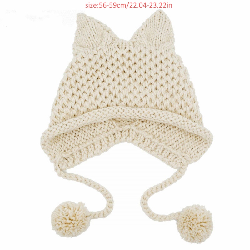 Mũ Len Beanie Tai Mèo Dễ Thương Cho Nữ