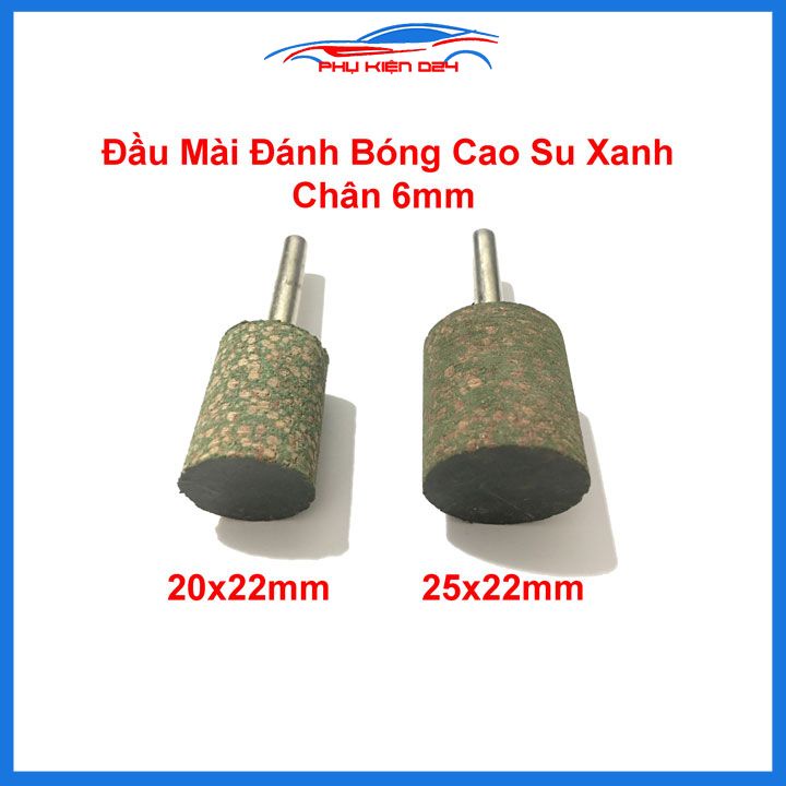Mũi mài cao su xanh hình trụ trục lắp 6mm đánh bóng gỗ nhựa thạch cao
