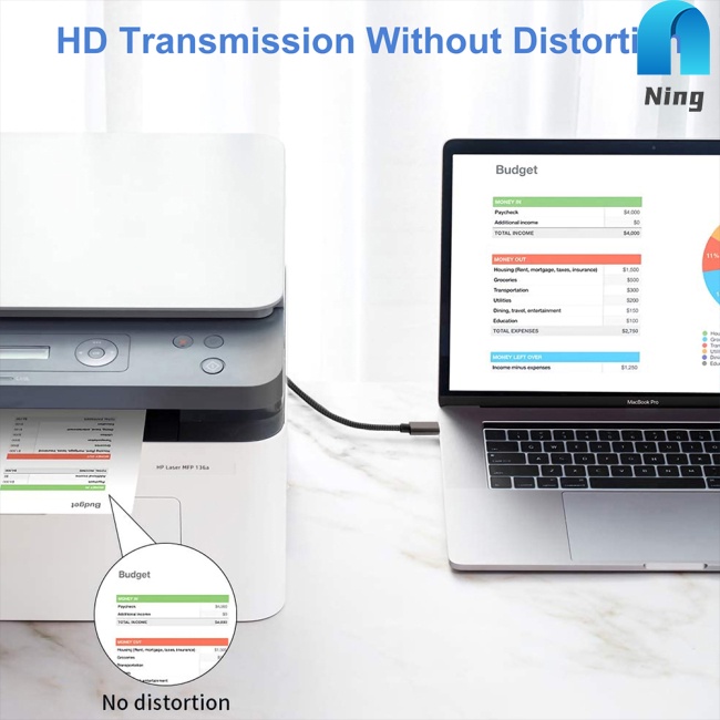 Dây Cáp Ning Type-c Sang Usb B 2.0 Dài 1.5m / 2m Chuyên Dụng Cho Máy In Notebook