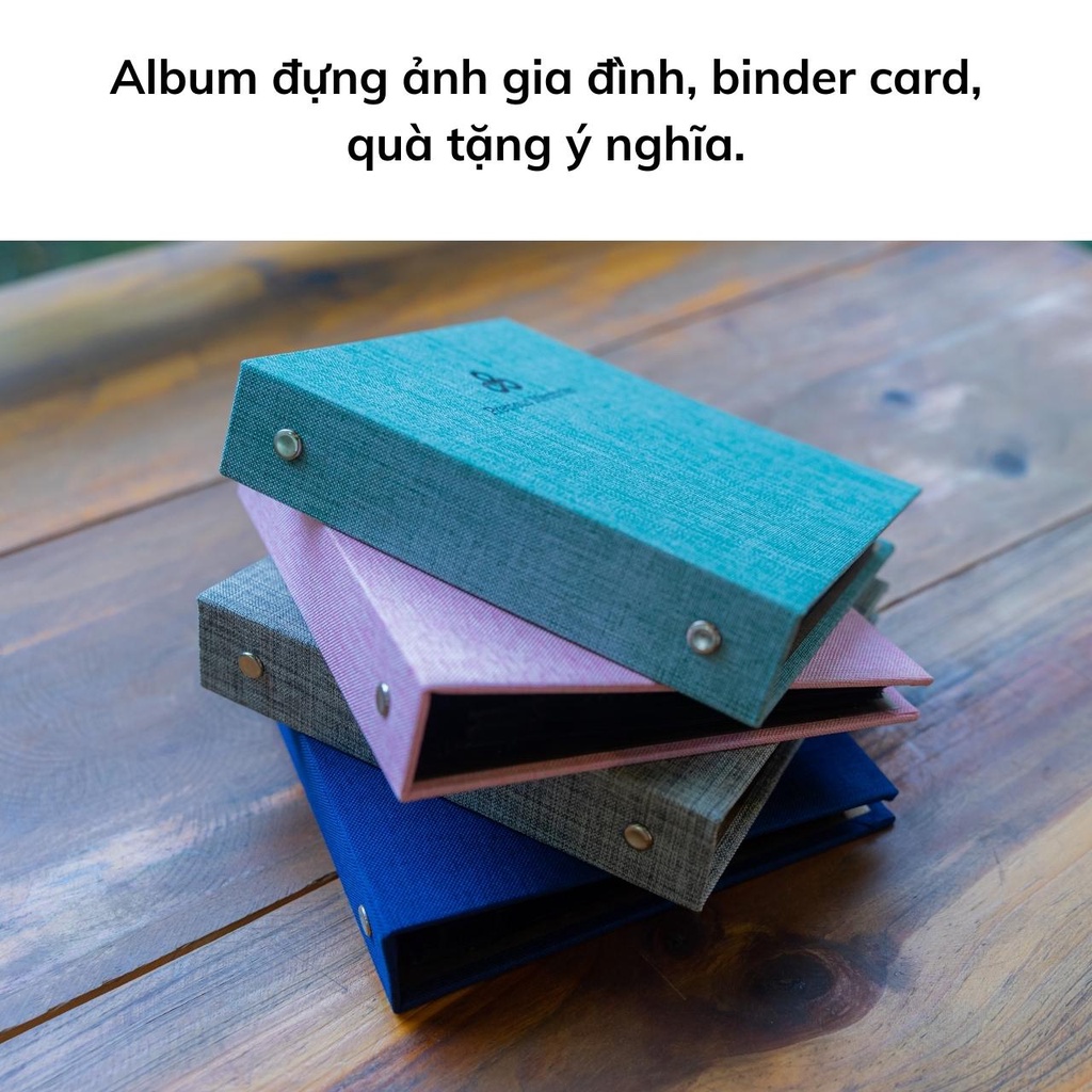 Album ảnh 6x9 đựng 100 tấm bìa vải vintage Tú Vy Studio binder card, quà tặng, để ảnh cho con, để lomo card