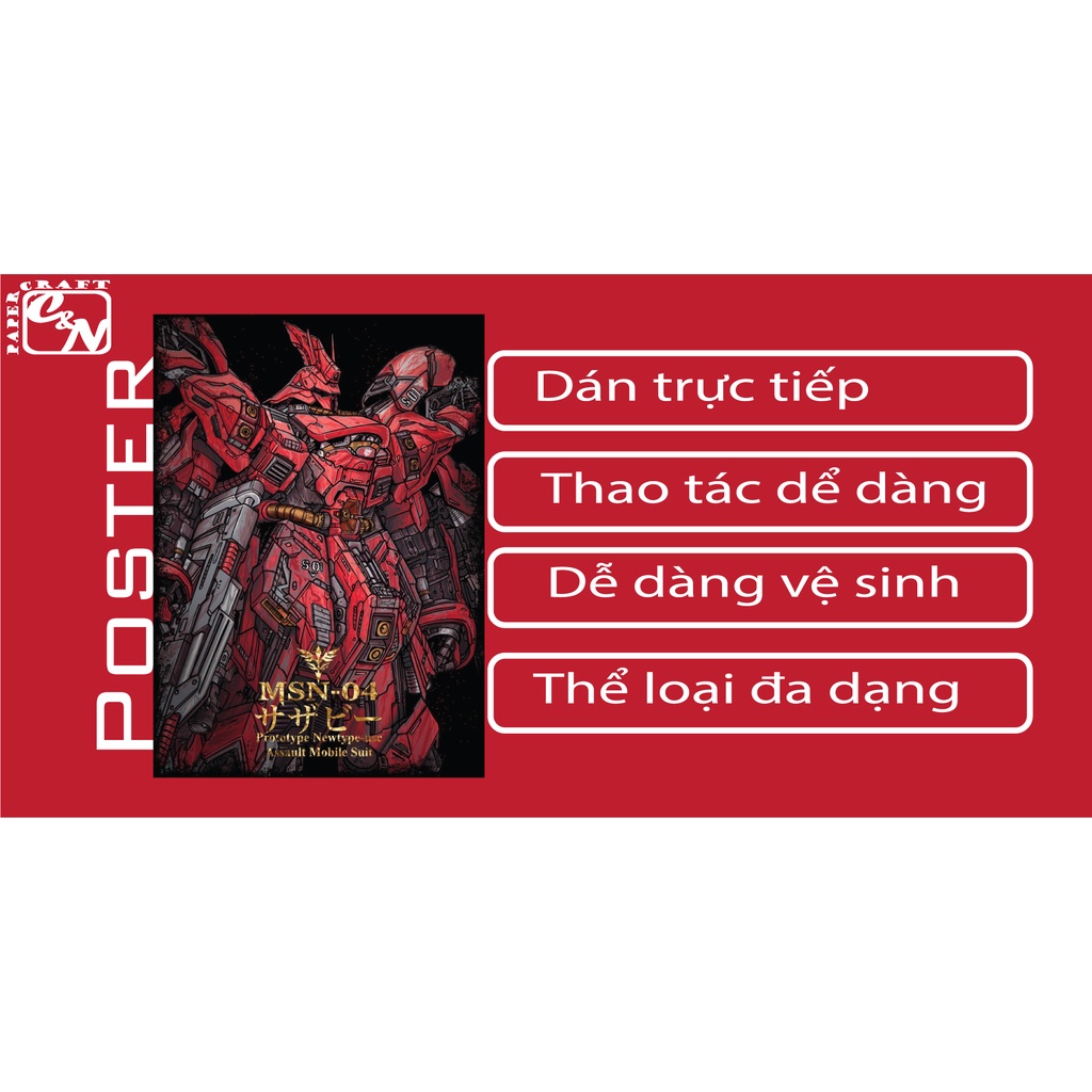 Poster nhựa siêu lớn|Poster Sazabi Gundam |Poster dán tường