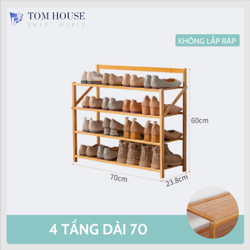 Kệ Để Giày Dép Loại Lớn Nhiều Tầng Bằng Gỗ, Gấp Xếp Siêu Gọn Nhẹ, Không Cần Lắp Ráp