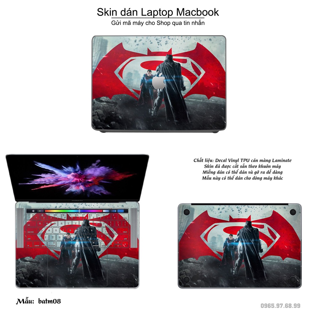 Skin dán Macbook mẫu Người dơi (đã cắt sẵn, inbox mã máy cho shop)