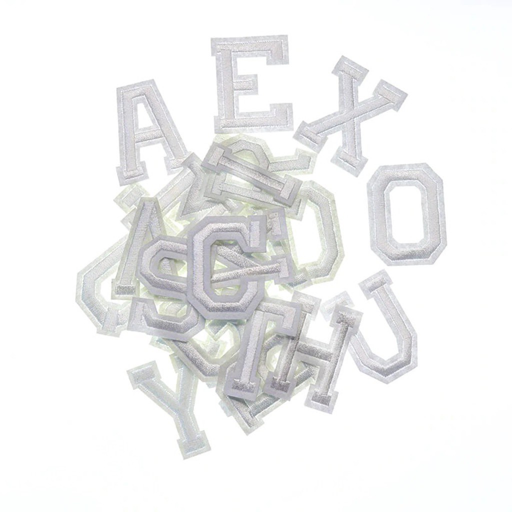 Miếng Dán Quần Jean Thêu Chữ Cái A-Z Màu Trắng Trang Trí Áo / Quần Jean 81