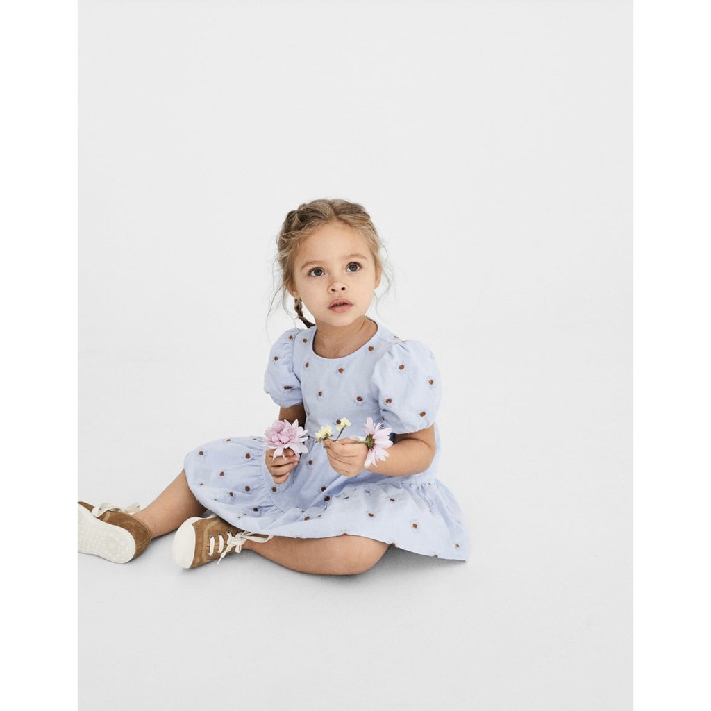 Đầm Zara Baby Girl thêu hoa cúc, size 18/24t-5/6T