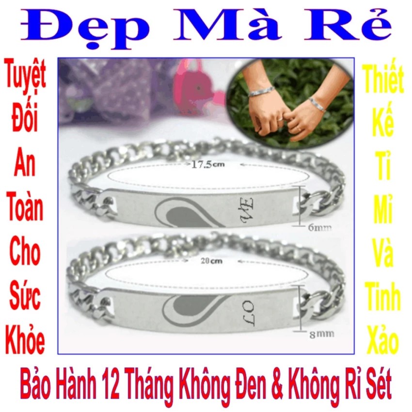 (Tặng 1 lắc đeo chân) Lắc cặp tình nhân khắc nhiều kiểu chữ Love - Giá bán như trên là 1 cặp = 2 lắc nam nữ như hình