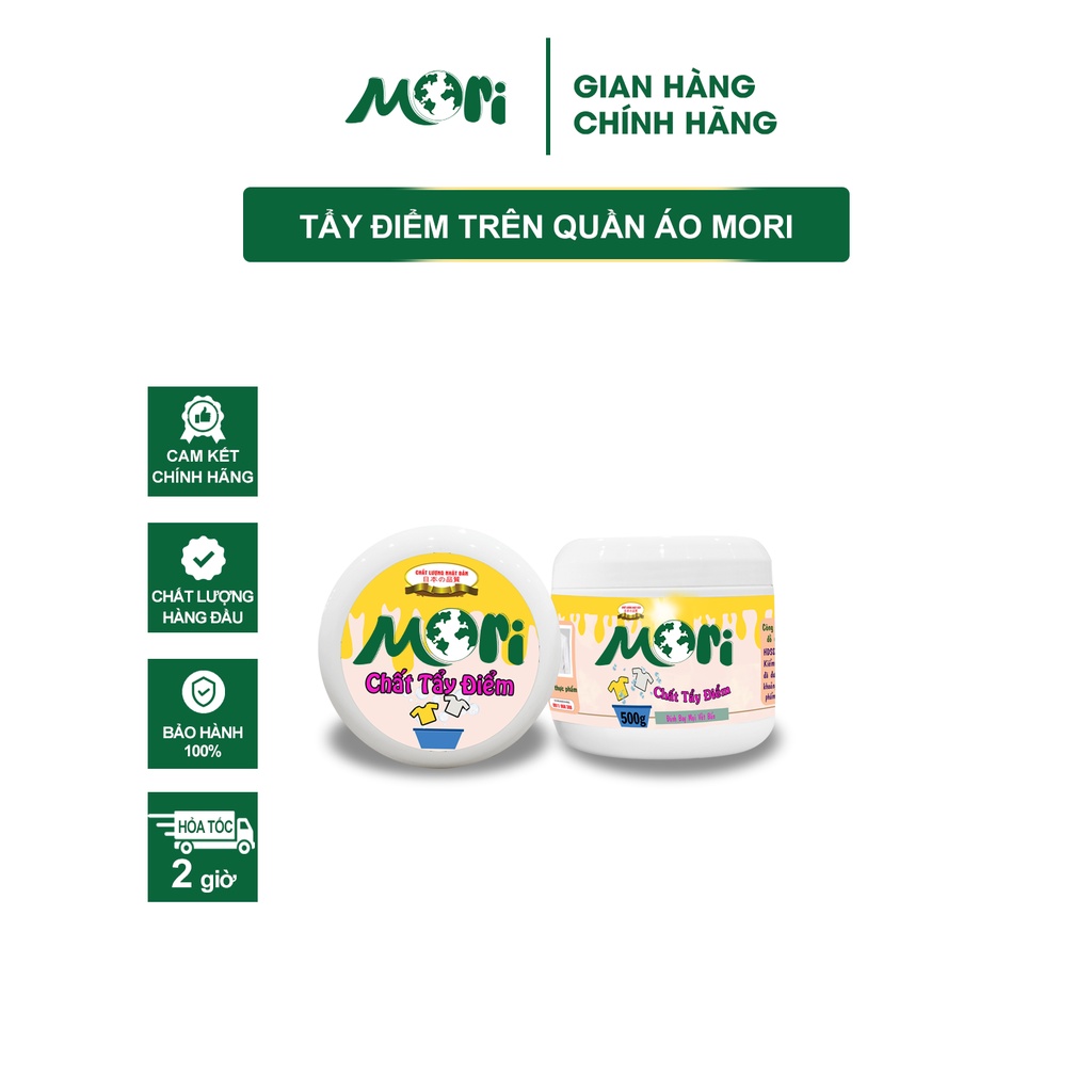 Tẩy quần áo MORI, tẩy vết bẩn trên quần áo (chất tẩy điểm MO-01), Hộp 500g dạng bột_CHÍNH HÃNG 100%