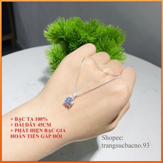 Dây chuyền bạc nữ mặt đá vuông sang trọng lấp lánh vòng cổ nữ đẹp trang sức no.93 mdc18