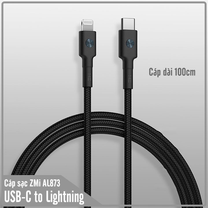 Cáp sạc nhanh dây dù ZMi chuẩn MFi USB-C to Lightning hỗ trợ sạc nhanh Power Delivery ( AL873 - AL872 )