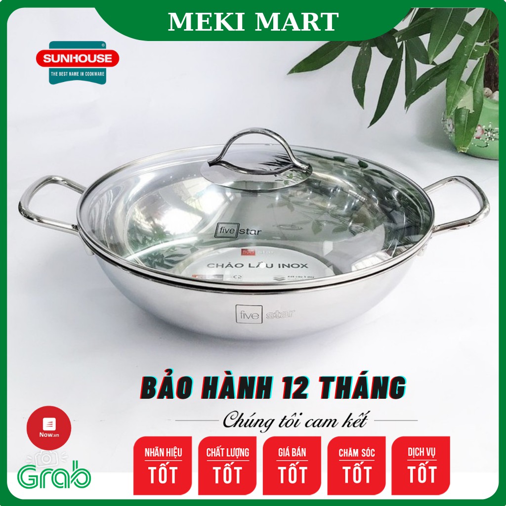 Nồi lẩu Kiêm chảo xào inox 430 bếp từ 3 đáy Fivestar 32cm