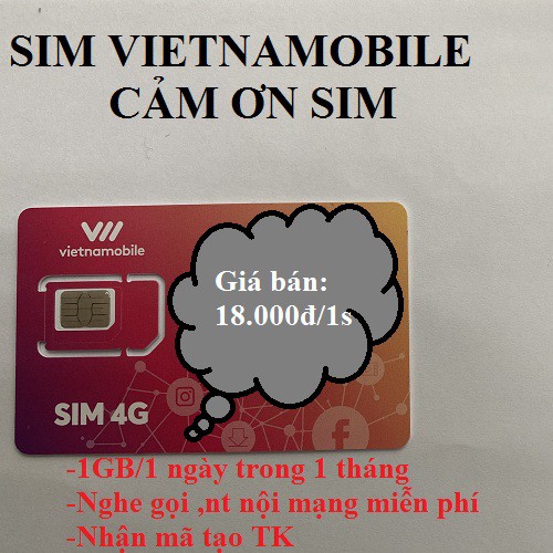 Sim số vietnamobile gói cảm ơn nhận mã code otp tạo tài khoản dịch vụ