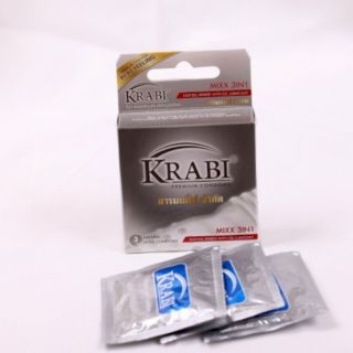[Giảm Giá] - Bao cao su Krabi gân/ gái/ gel bôi trơn - mixx 3 in 1 - hộp 3 bcs