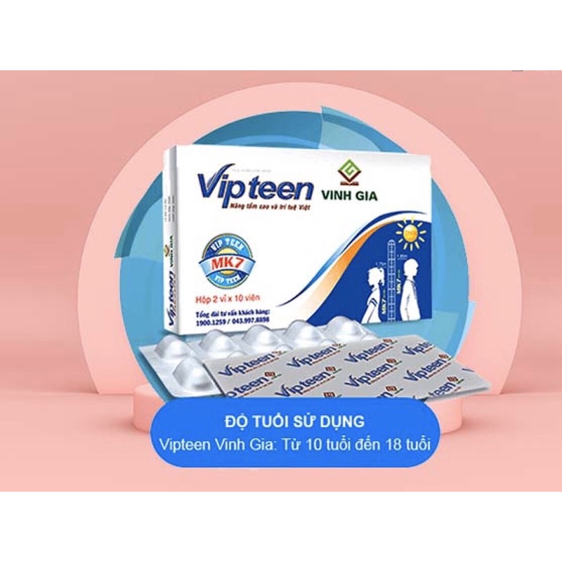 &lt;CHÍNH HÃNG&gt; VIPTEEN TĂNG TRƯỞNG CHIỀU CAO - DÙNG CHO TRẺ TUỔI DẬY THÌ, ĐANG PHÁT TRIỂN - HỖ TRỢ TĂNG CANXI, VITAMIN K2