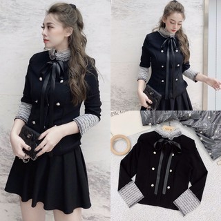 A293 Áo Vest Nữ Pha Ren Tay và Cổ Áo Cực Sang , Đính 6 Cúc Dáng Hàn Quốc Dịu Dàng