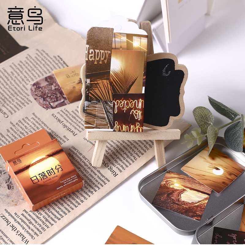 Bộ 46 miếng dán trang trí sổ tay phong cách hoàng hôn
