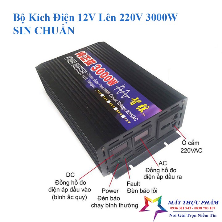 Bộ đổi nguồn kích điện Maxipower 3000W 24V - 220V INVERETR