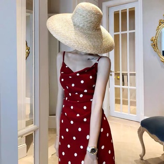 ĐẦM DÂY ĐỎ CHẤM BI NHÚN EO