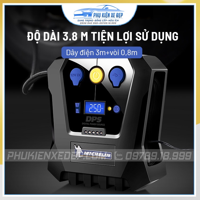 Bơm lốp xe ô tô Michelin 12266 ⚡BẢN MỚI NHẤT - FREESHIP⚡ tự ngắt 4398ML - Chính hãng BẢO HÀNH 12 tháng