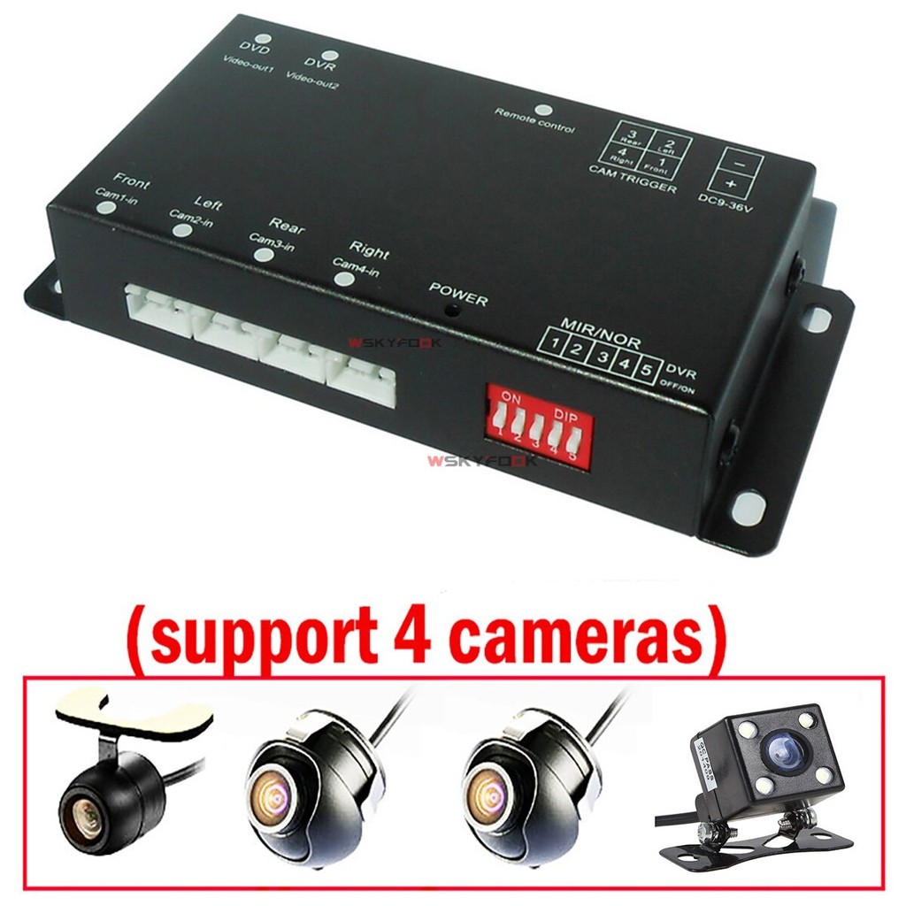 Bộ chia 4 màn hình camera cho ô tô