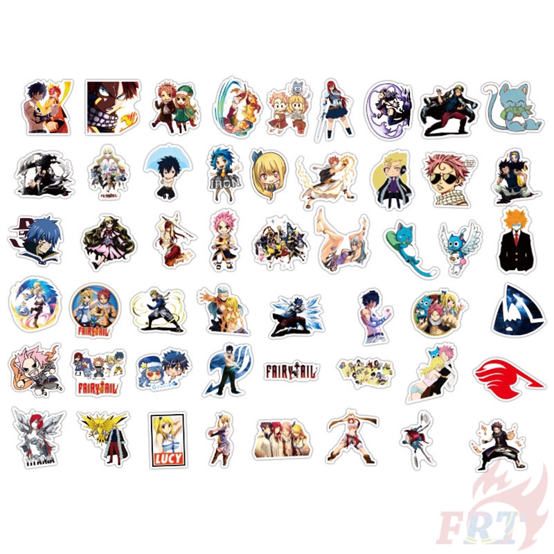 Set 50 miếng dán hình hoạt hình Fairy Tail Natsu Lucy Erza dòng 5 trang trí chống nước thời trang DIY