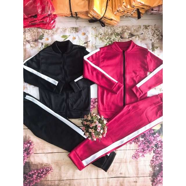 Bộ Nỉ nữ khoá phối tay quần Chất Nỉ Cotton Co Dãn 4 Chiều | BigBuy360 - bigbuy360.vn