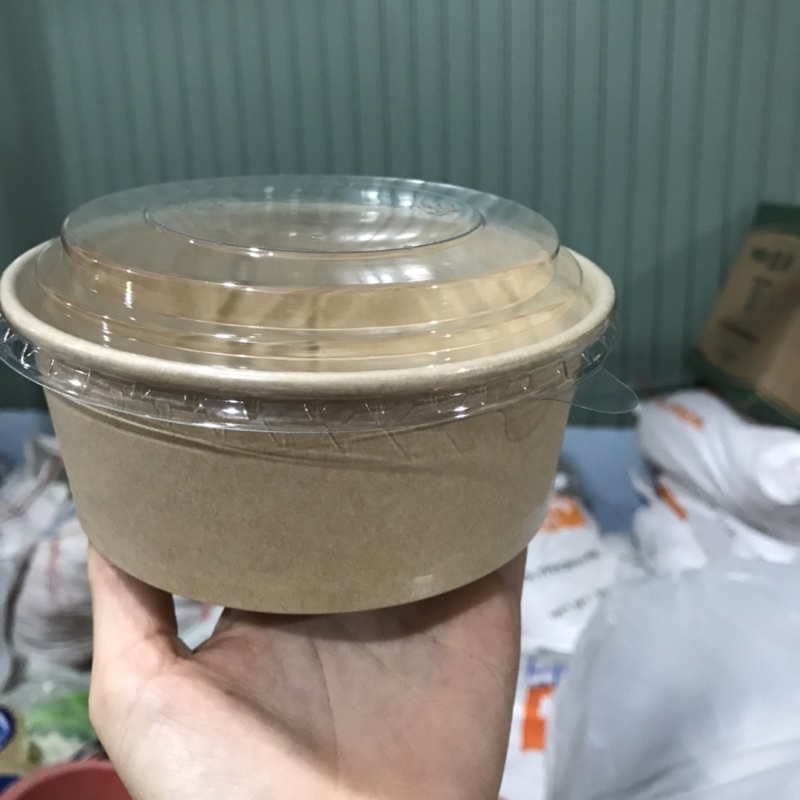 tô giấy kèm nắp nhựa trong suốt 750ml dùng làm bánh