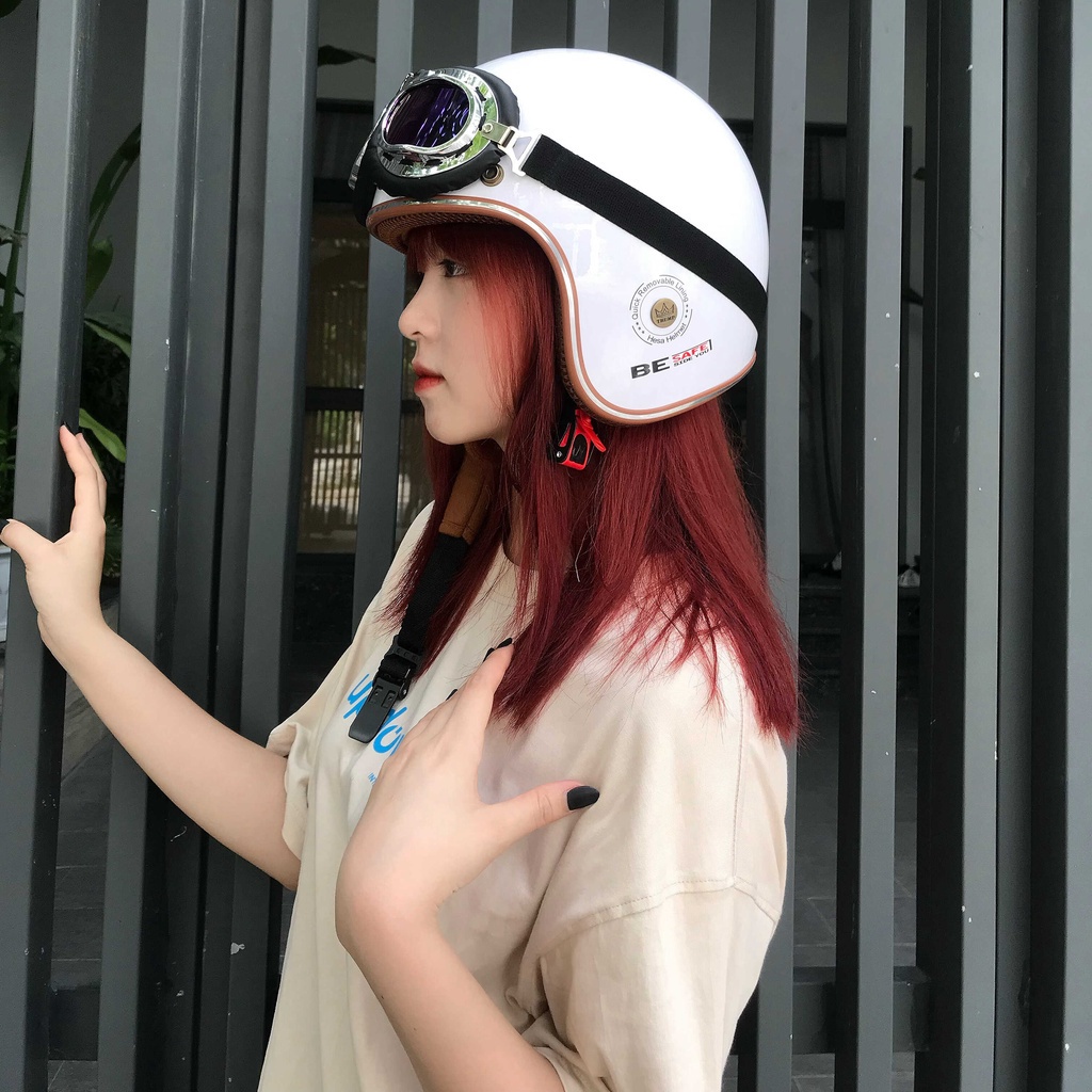 Mũ nón bảo hiểm 3/4 đầu cute kính âm xe máy đi phượt chính hãng