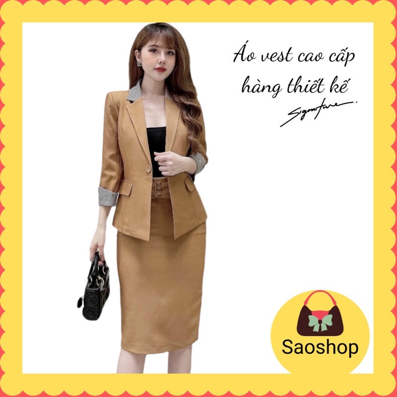 Áo vest nữ công sở, vet thời trang dáng ngắn tay lỡ kiểu dáng thời trang