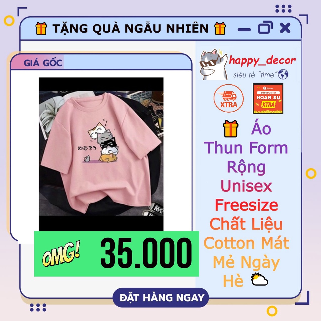 🎁 TẶNG QUÀ NGẪU NHIÊN 🎁 Áo Thun Form Rộng Unisex Freesize Chất Liệu Cotton Mát Mẻ Ngày Hè ⛅️