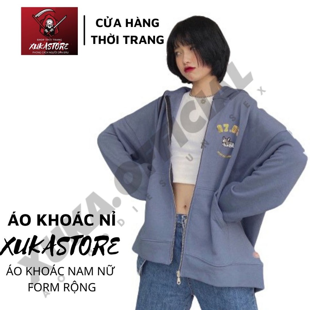 Áo khoác nỉ hoodie XUKASTORE Có Dây Kéo In Hình PUPPY , dùng để chống nắng phong cách Unisex có 6 màu form rộng