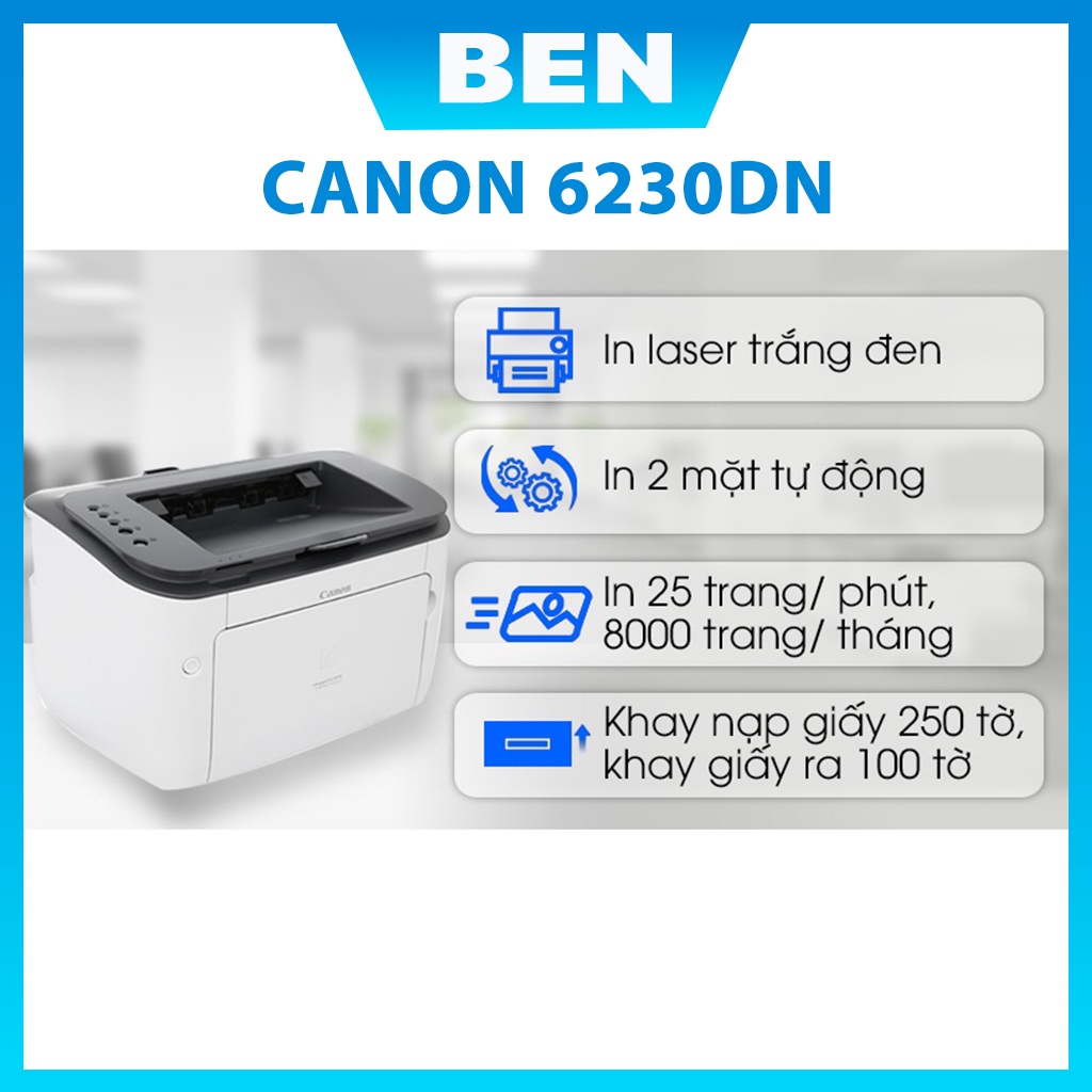 Máy in laser trắng đen Canon LBP 6230DN in 2 mặt kết nối mạng Lan BẢO HÀNH 12T