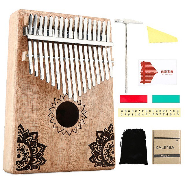 Đàn piano Kalimba bằng gỗ 17 phím sử dụng bằng ngón tay cái tặng 7 phụ kiện mua kèm deal sốc