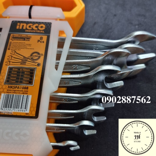 6-19mm Bộ cờ lê vòng miệng 8 chi tiết INGCO HKSPA1088