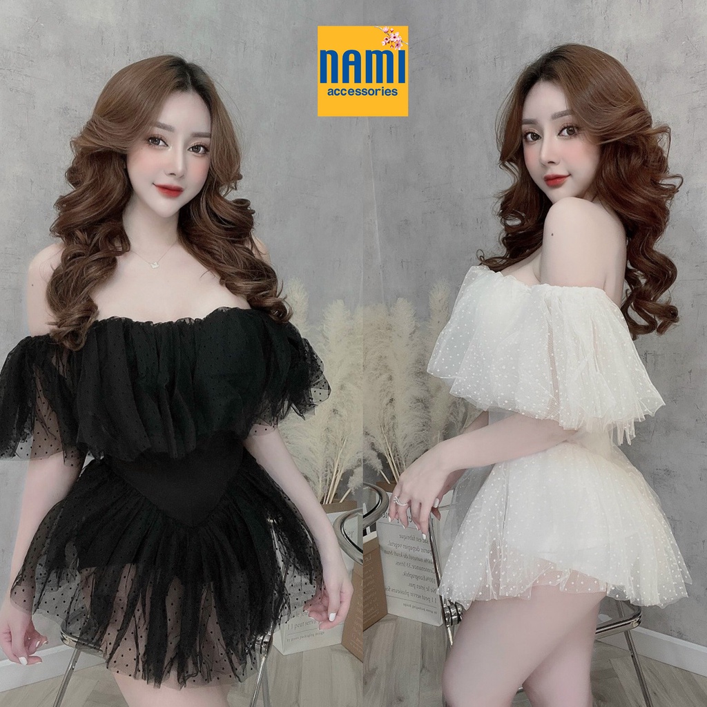 Jump Lưới Bi Công Chúa Trễ Vai Xoè Hai Tầng Đáng Yêu Gợi Cảm - QANU525