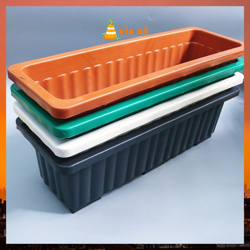 Châu nhựa trồng rau thông minh dài 635x225x190 mm cứng cáp màu đen trắng nâu xanh giá tại xưởng, trồng hoa bang công