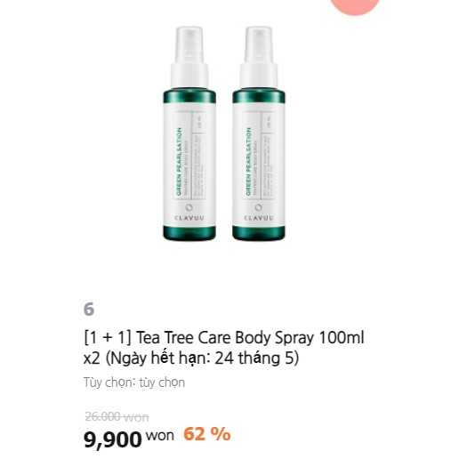Xịt ngừa mụn lưng Klavuu 100ml