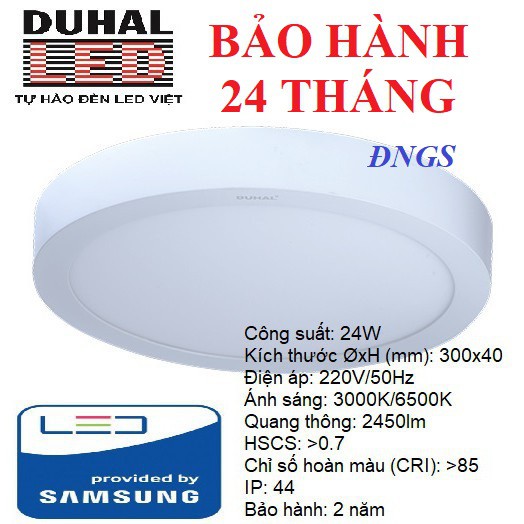 (Chính hãng) ĐÈN LED ỐP TRẦN TRÒN NỔI 24W DUHAL