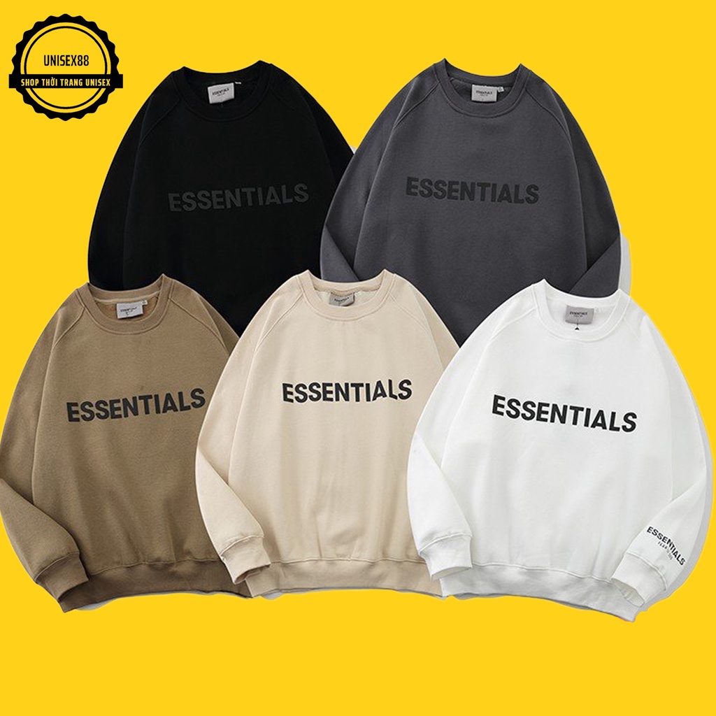 Áo Sweater ESSENTIAL Nam Nữ Unisex,Chất Nỉ dày dặn, Phom thụng Unisex.