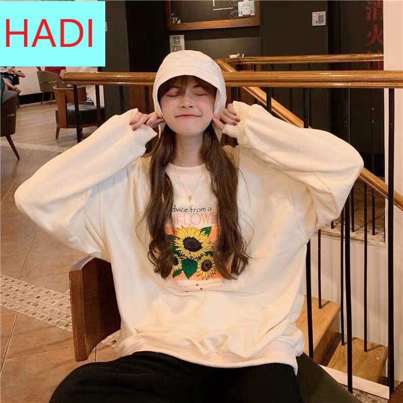 Áo khoác nam nữ Sweater nỉ ngoại lót bông in hình hoa hướng dương mẫu mới (Hình thật 100%)