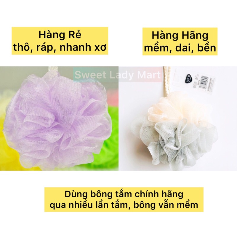 Bông Tắm Tròn Siêu Mềm Túi Lưới Tạo Bọt Loại To Chính Hãng ManJiaHuan