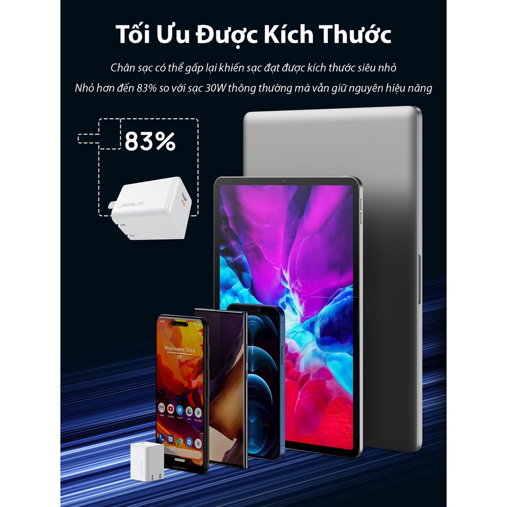 Củ Sạc Nhanh 30W Mini CH3001 JSAUX - Củ Sạc Điện Thoại Nhanh Cho iPhone, iPad, Samsung, Oppo…