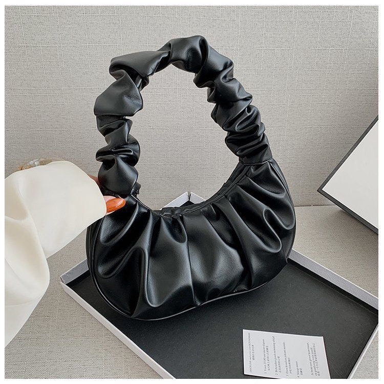 Túi Xách Kẹp Nách Đeo Vai Trẻ Trung Da Mềm Xếp Li Quai Nhún Sang Trọng Phù Hợp Đi Chơi Đi Tiệc