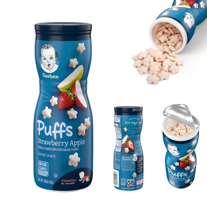 Bánh ăn dặm gerber vị dâu táo hộp 42g