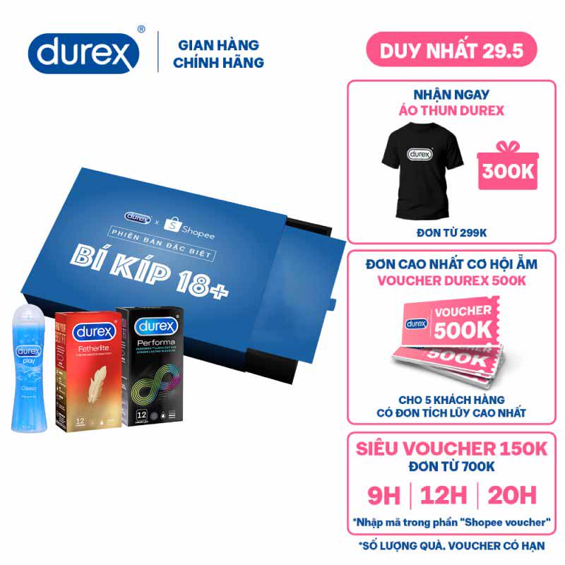 Bộ sản phẩm Durex phiên bản đặc biệt trên Shopee (Fetherlite 12s, Performa 12s, Durex Play Classic 50ml)