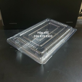 Hộp nhựa c55 đựng hoa quả, bánh tráng trộn combo 100 cái dài 19cm rộng 12cm cao 5cm