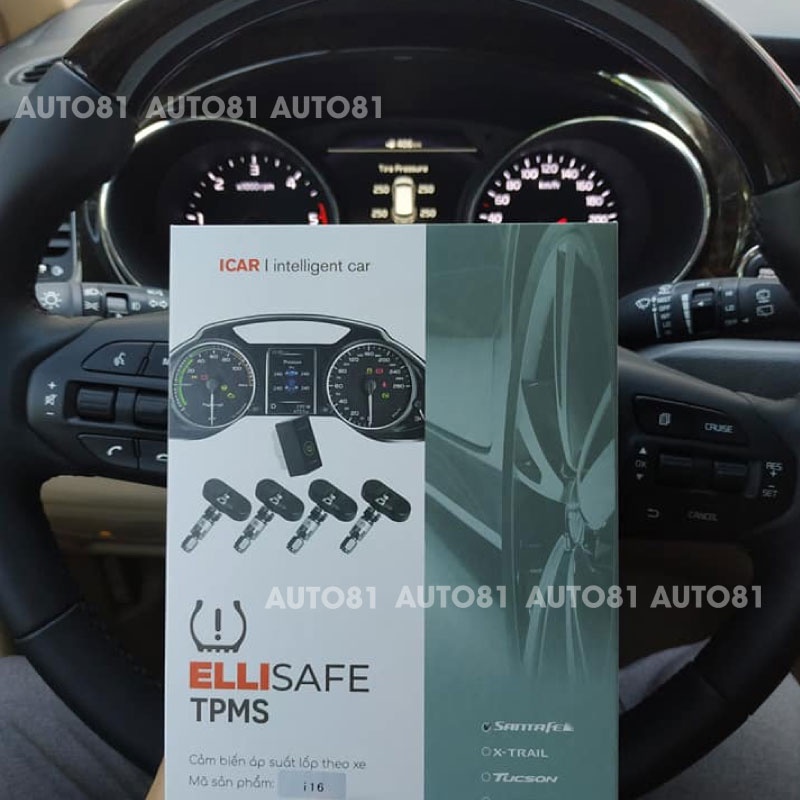 Cảm biến áp suất lốp ô tô, cảm biến áp suất lốp theo xe  ELLISAFE I3 quản lý bằng điện thoại