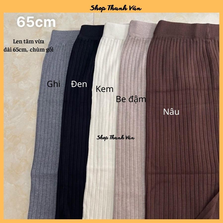 Chân váy len bút chì tăm mềm mại loại len đẹp, dáng chùm gối với chiều dài 65cm
