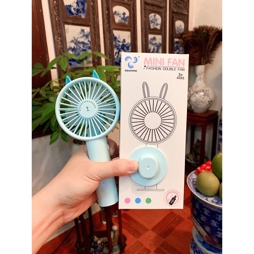 💗[Sỉ Inbox] Quạt Mini KÈM Chân Đứng Pin 3h + SẠC + PIN - gấu/mèo/thỏ | BigBuy360 - bigbuy360.vn